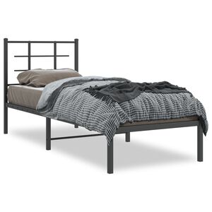 vidaXL Estructura cama sin colch&oacute;n con cabecero metal negro 75x190 cm
