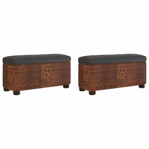 vidaXL Bancos con almacenaje con coj&iacute;n 2 uds enea marr&oacute;n 69 cm