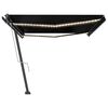 vidaXL Toldo autom&aacute;tico LED sensor de viento gris antracita 500x350 cm