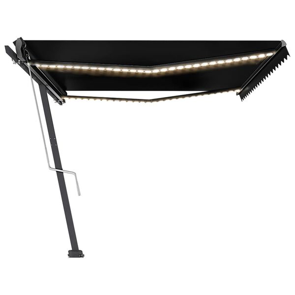 vidaXL Toldo autom&aacute;tico LED sensor de viento gris antracita 500x350 cm