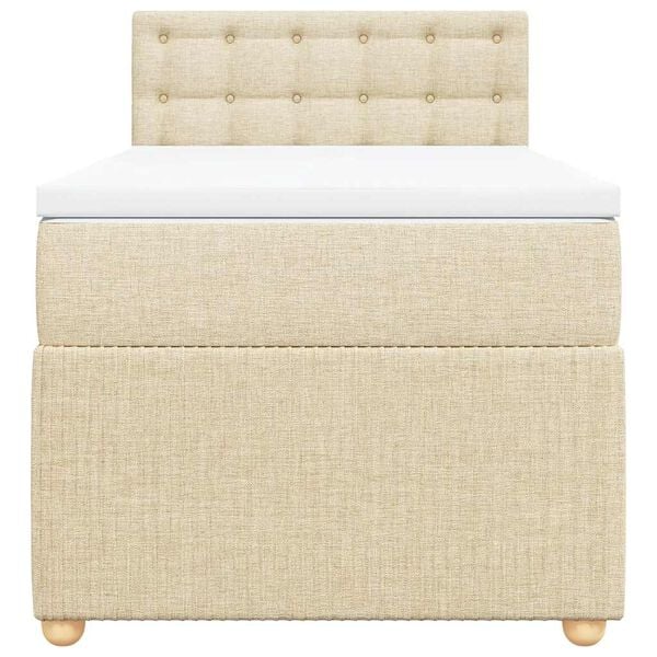 vidaXL Cama box spring con colch&oacute;n tela color crema 80x200 cm