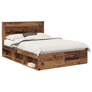 vidaXL Estructura de cama con cabecera Madera vieja 150 x 200 cm