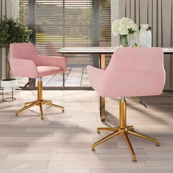 vidaXL Sillas de comedor giratorias 2 unidades terciopelo rosa