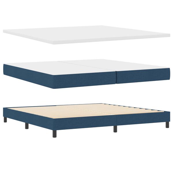 vidaXL Cama tipo Box Spring con colch&oacute;n Azul 200 x 200 cm tela