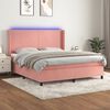 vidaXL Cama box spring colch&oacute;n y LED terciopelo rosa 180x200 cm