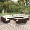 vidaXL Set de muebles de jard&iacute;n 13 pzas cojines rat&aacute;n sint&eacute;tico marr&oacute;n