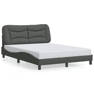 vidaXL Estructura de cama sin colch&oacute;n Hvar tela gris oscuro 120x200 cm