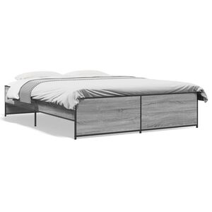vidaXL Estructura cama madera ingenier&iacute;a metal gris Sonoma 140x200 cm