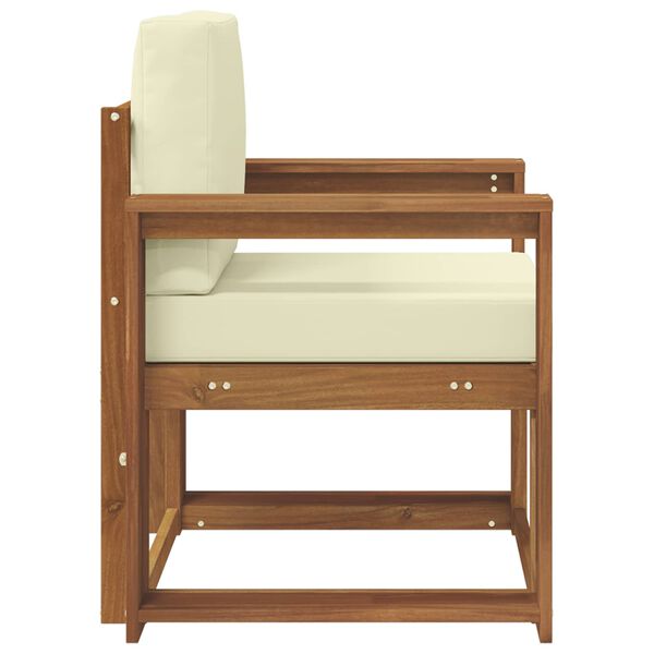 vidaXL Sof&aacute; de exterior Madera de Acacia S&oacute;lida y Poli&eacute;ster Natural