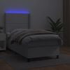 vidaXL Cama box spring colch&oacute;n y LED cuero sint&eacute;tico blanco 100x200 cm