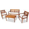 vidaXL Set de muebles de jard&iacute;n 4 pzas y cojines madera maciza de teca