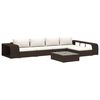 vidaXL Set muebles de jard&iacute;n 8 piezas y cojines rat&aacute;n sint&eacute;tico marr&oacute;n