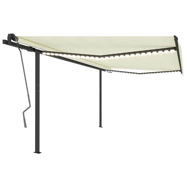 vidaXL Toldo autom&aacute;tico LED sensor de viento color crema 4x3 m