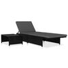 vidaXL Sillas de jard&iacute;n reclinables con mesa 2 uds rat&aacute;n PE negro