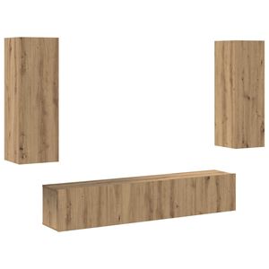 vidaXL Muebles de TV de pared 4 uds madera ingenier&iacute;a roble artesanal