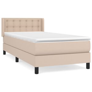 vidaXL Cama box spring con colch&oacute;n cuero sint&eacute;tico capuchino 90x190 cm