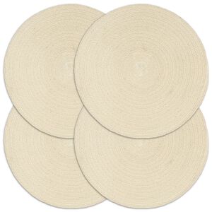 vidaXL Manteles individuales redondos 4 uds algod&oacute;n natural liso 38 cm