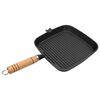 vidaXL Sart&eacute;n parrilla de hierro fundido con mango de madera 20x20 cm