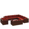 vidaXL Set muebles de jardín 11 piezas cojines ratán sintético marrón