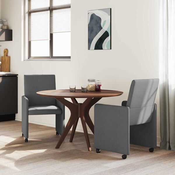 vidaXL Sillas de Comedor con Ruedas 2 pcs Gris oscuro 57 x 66 x 94 cm