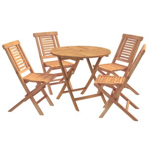 vidaXL Juego de bistro de jard&iacute;n plegable de 5 piezas Natural