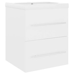 vidaXL Mueble con lavabo madera contrachapada blanco brillante