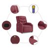 vidaXL Sillón de masaje reclinable de tela color vino tinto