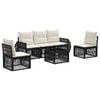 vidaXL Conjunto de sof&aacute;s de jard&iacute;n 6 uds. Negro y Blanco Crema