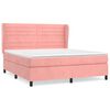 vidaXL Cama box spring con colch&oacute;n terciopelo rosa 160x200 cm