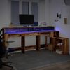 vidaXL Escritorio con LED madera ingeniería envejecida 200x104x91 cm