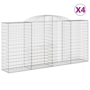 vidaXL Cestas gaviones 4 uds forma de arco hierro 300x50x140/160 cm