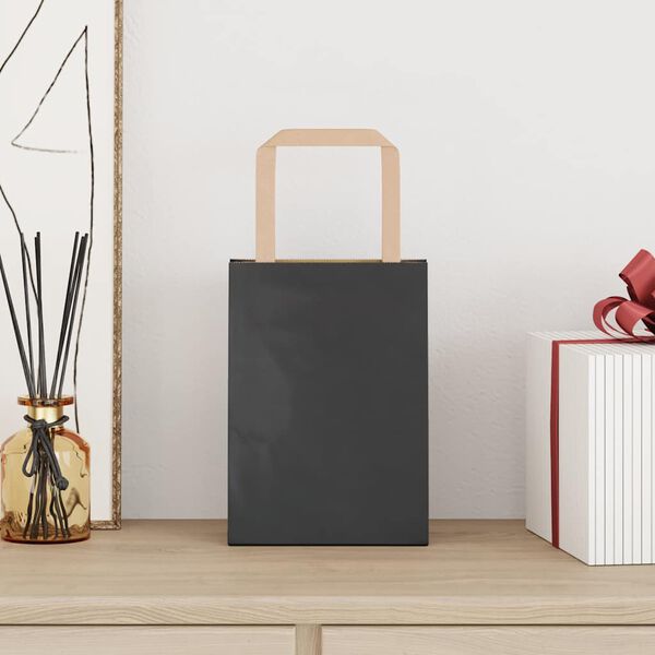 vidaXL Bolsas de papel con asas 250 uds negra 15x8x21 cm