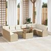 vidaXL Conjunto de sof&aacute; de jard&iacute;n 11 pcs Beige Polirat&aacute;n