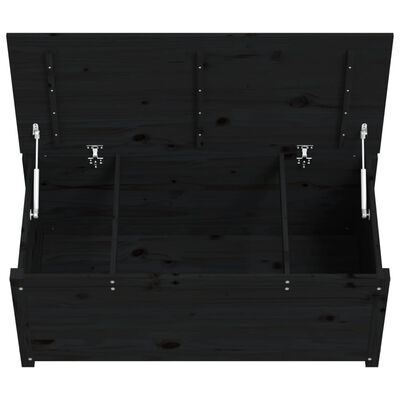 vidaXL Caja de almacenaje madera maciza de pino negro 110x50x45,5 cm