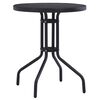 vidaXL Mesa de jard&iacute;n acero y vidrio negro 60 cm