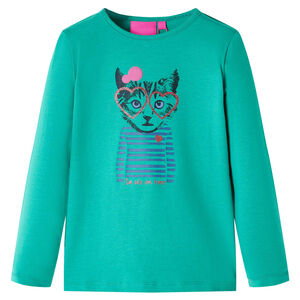 vidaXL Camiseta infantil de manga larga verde brillante 104