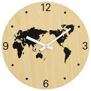 vidaXL Reloj de pared de madera de ingenier&iacute;a amarillo y negro &Oslash;30 cm