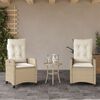 vidaXL Sillones reclinables de jard&iacute;n con cojines beige 2 uds rat&aacute;n PE