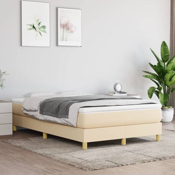 vidaXL Estructura de cama con somier tela crema 120x200 cm