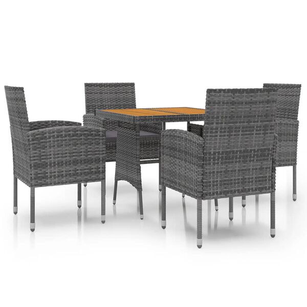 vidaXL Juego de comedor de jardín 5 piezas ratán sintético gris
