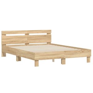 vidaXL Cama con cabecero madera de ingenier&iacute;a roble Sonoma 150x200 cm