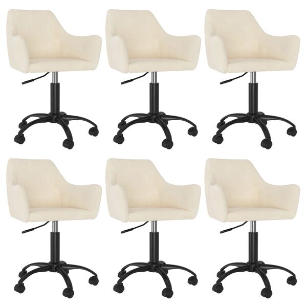 vidaXL Sillas de comedor giratorias 6 unidades terciopelo crema