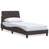 vidaXL Estructura de cama sin colch&oacute;n tela marr&oacute;n oscuro 90x190 cm