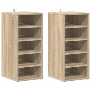 vidaXL Zapateros 2 uds contrachapado roble Sonoma 31,5x35x70cm