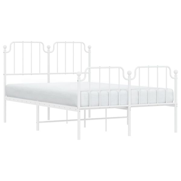 vidaXL Estructura cama sin colch&oacute;n con estribo metal blanco 120x200 cm