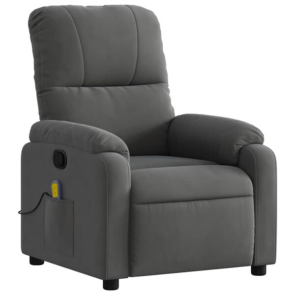vidaXL Sill&oacute;n reclinable de masaje tela de microfibra gris oscuro