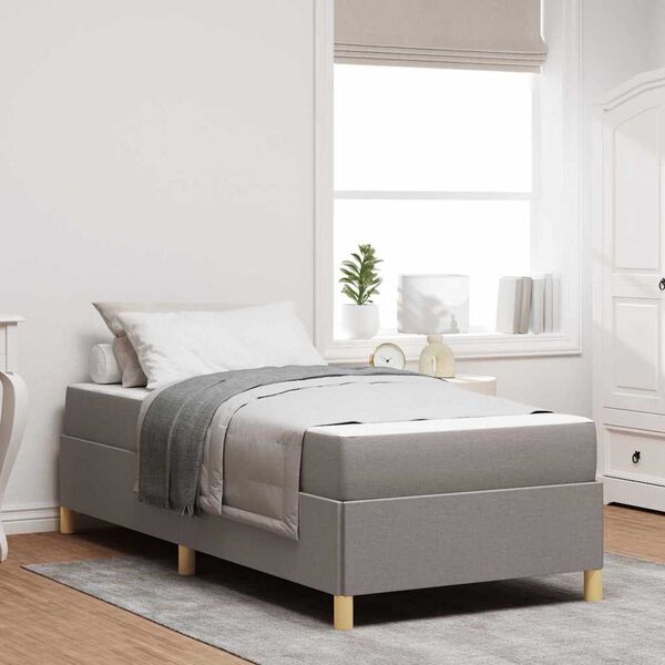 vidaXL Estructura de cama con colchón Taupé 90 x 190 cm tela