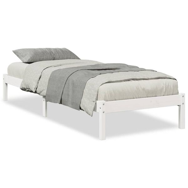 vidaXL Cama extralarga sin colchón madera maciza pino blanca 100x210cm
