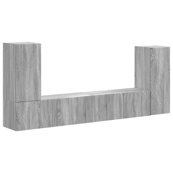 vidaXL Conjunto de mueble de TV 4 pcs Gris Sonoma Madera de ingenier&iacute;a