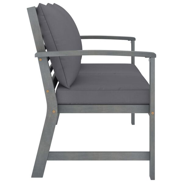 vidaXL Banco de jard&iacute;n 120 cm cojines gris oscuro madera acacia maciza